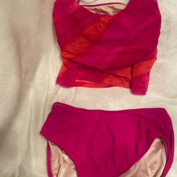 EUC Slim a Size Tummy Control Pink Tankini Size 12 - Picture 1 of 10